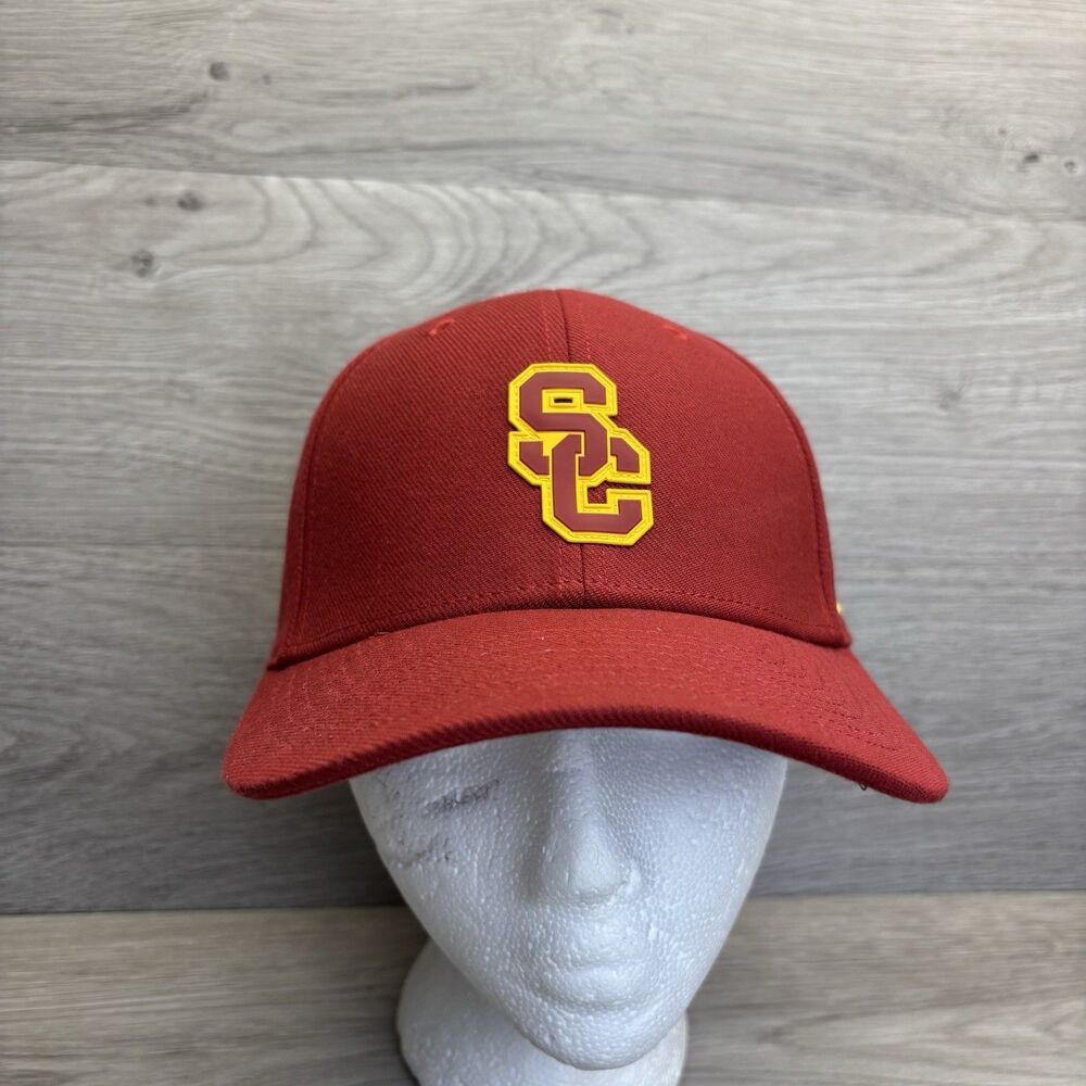 Nike USC Trojans Dri-FIT Swoosh Flex Fitted Rise Cap Hat Red M/L SC Logo NCAA